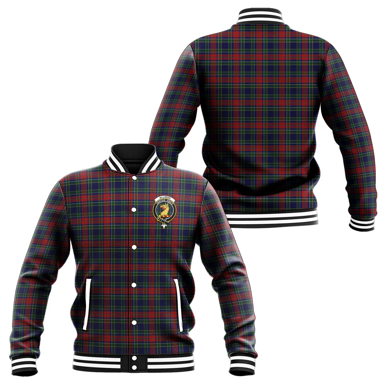 Allison Red Tartan Baseball Jacket with Family Crest
