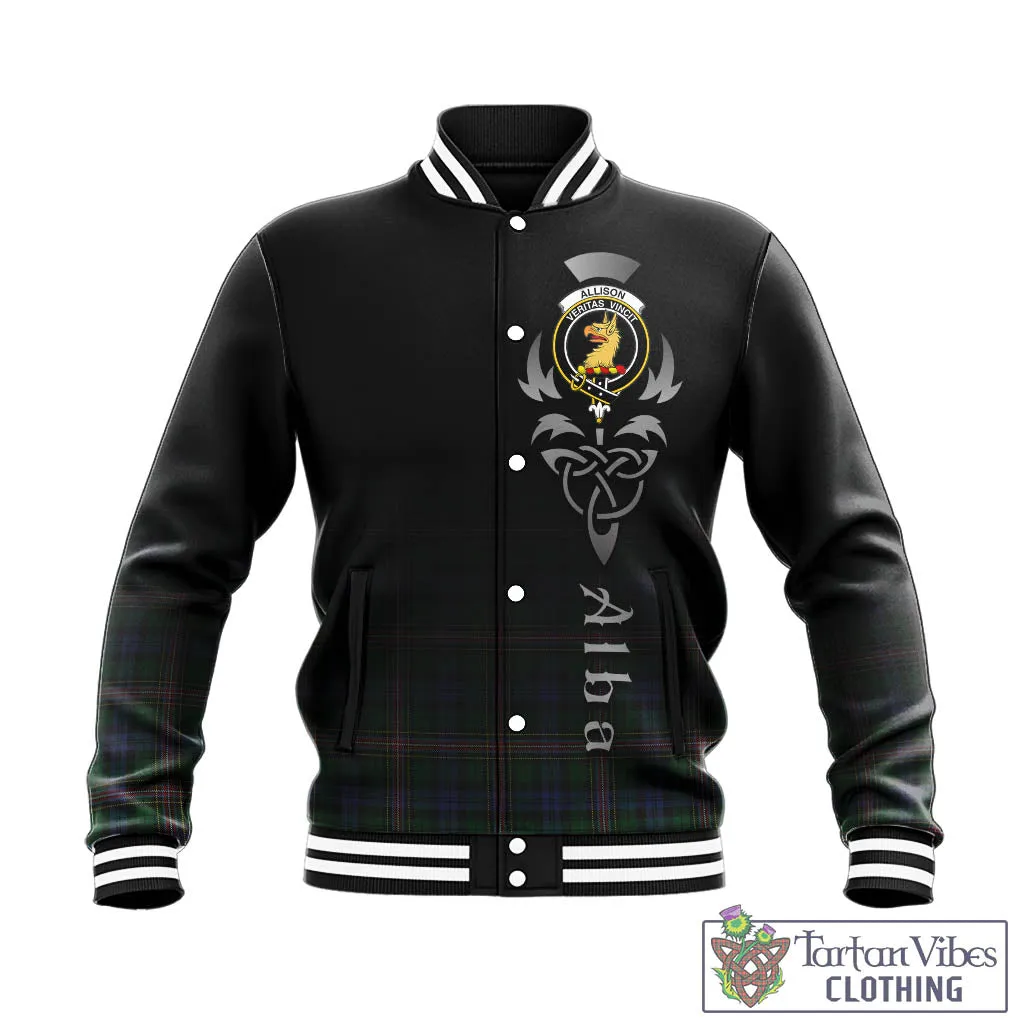 Allison Tartan Baseball Jacket Featuring Alba Gu Brath Family Crest Celtic Inspired