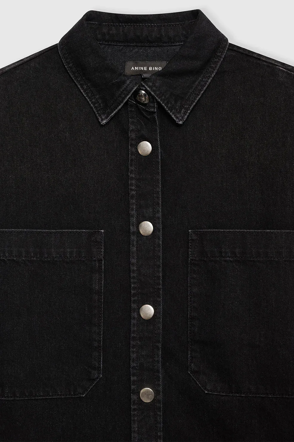 Anine Bing Dante Shirt in Iron Black Denim