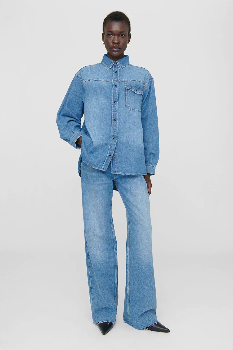 Anine Bing Simon Shirt in Panama Blue