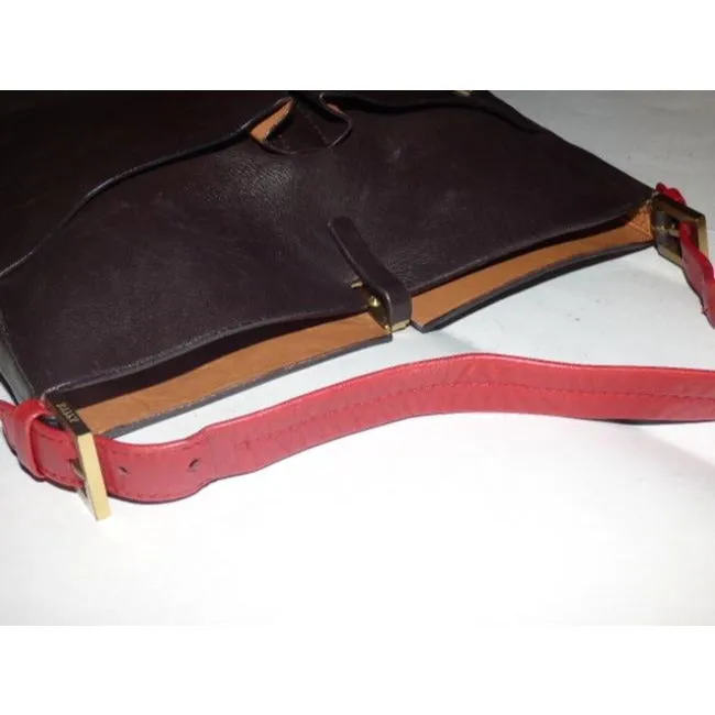 Bally Black And Red Leather Shoulder Bag