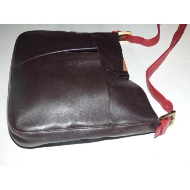 Bally Black And Red Leather Shoulder Bag