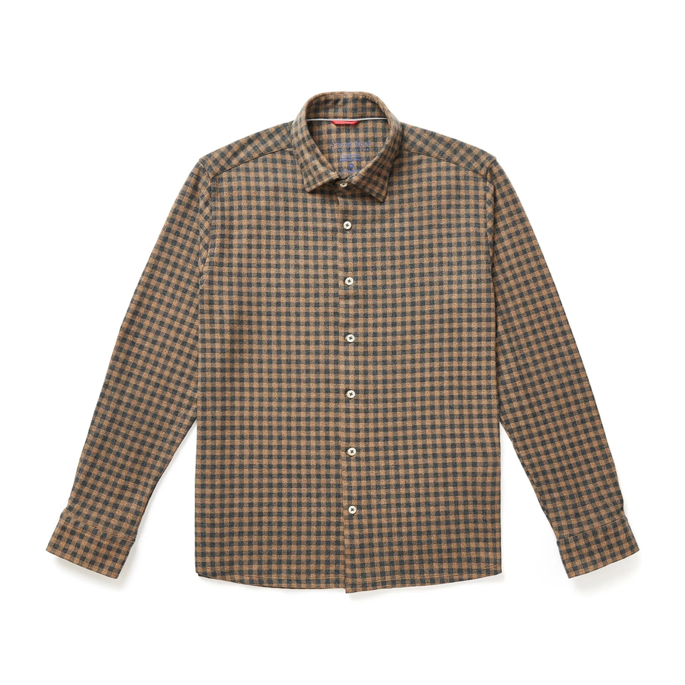 Brown Gingham Brushed Jersey Shirt