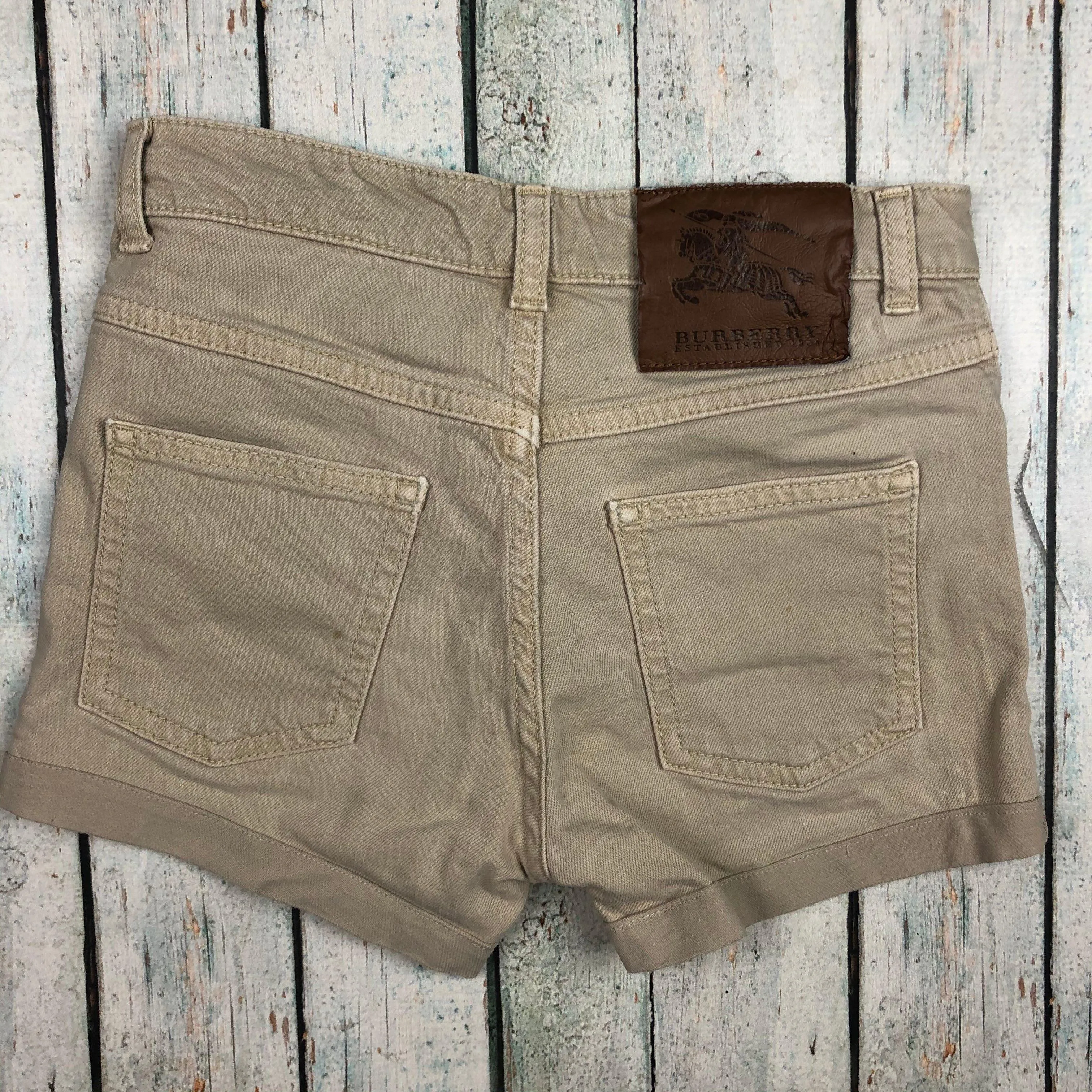 Burberry London Bone Stretch  Denim Shorts - Size 8