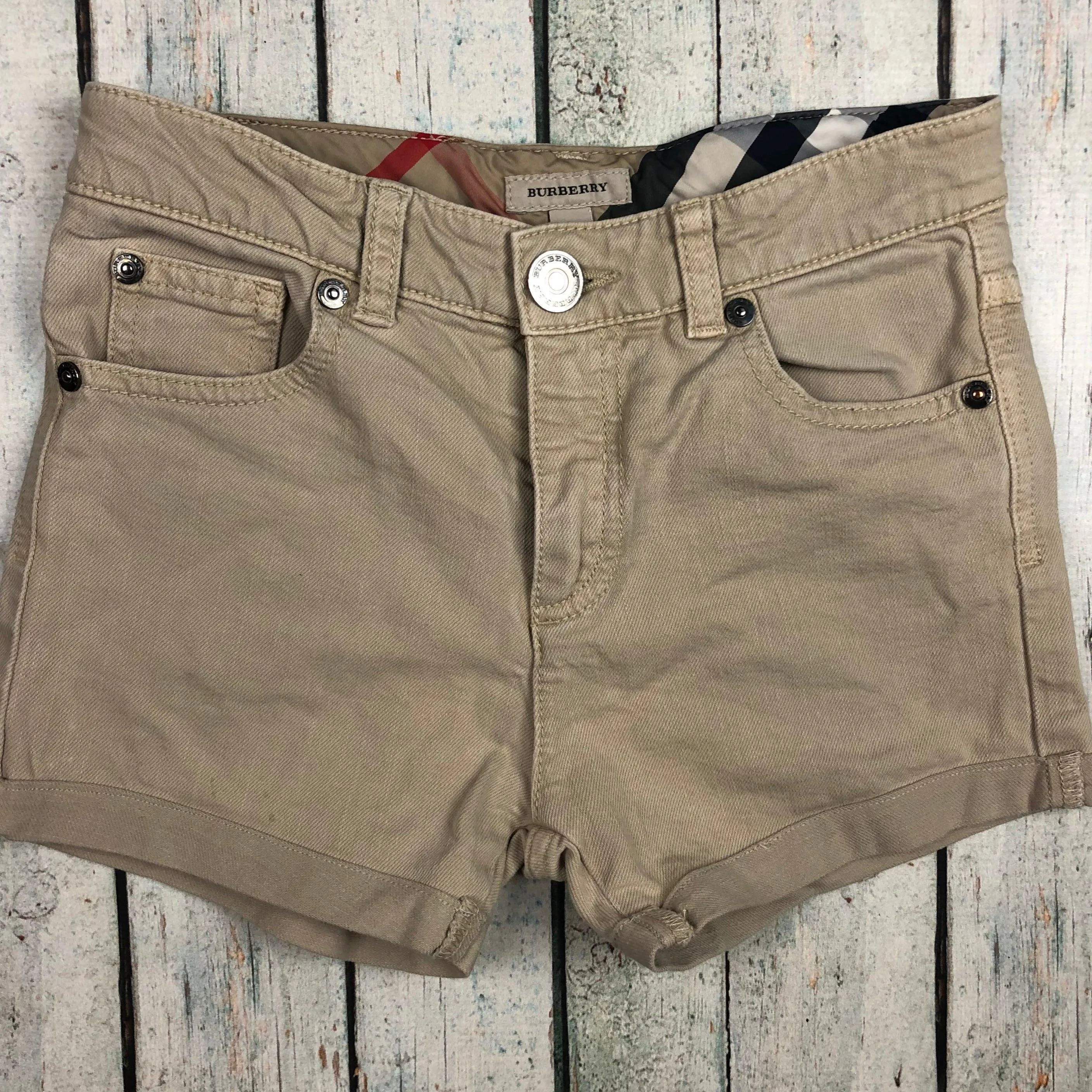 Burberry London Bone Stretch  Denim Shorts - Size 8