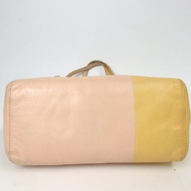 Fendi Ltd Ed Color Block Structured Lunchbox Purse Pinkyellow Lthrenamel Ff Leather Satchel