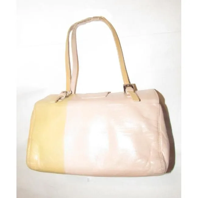 Fendi Ltd Ed Color Block Structured Lunchbox Purse Pinkyellow Lthrenamel Ff Leather Satchel