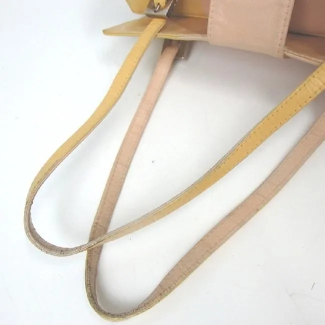 Fendi Ltd Ed Color Block Structured Lunchbox Purse Pinkyellow Lthrenamel Ff Leather Satchel