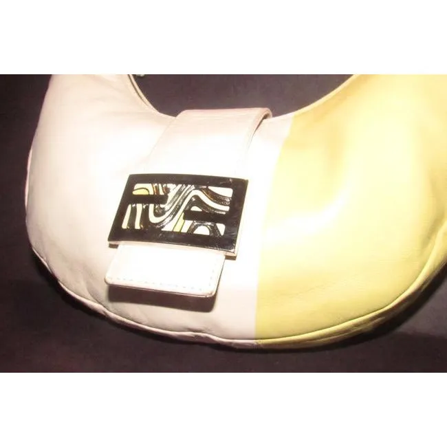 Fendi Shoulder W Ltd Ed Color Block Enamelchrome Accent Pinkyellow Lthrenamel Ff Leather Hobo Bag