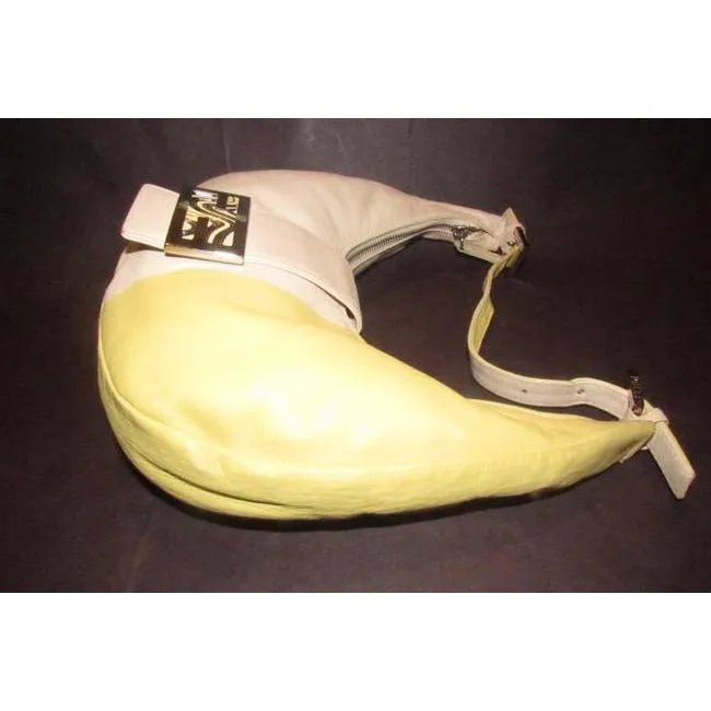 Fendi Shoulder W Ltd Ed Color Block Enamelchrome Accent Pinkyellow Lthrenamel Ff Leather Hobo Bag