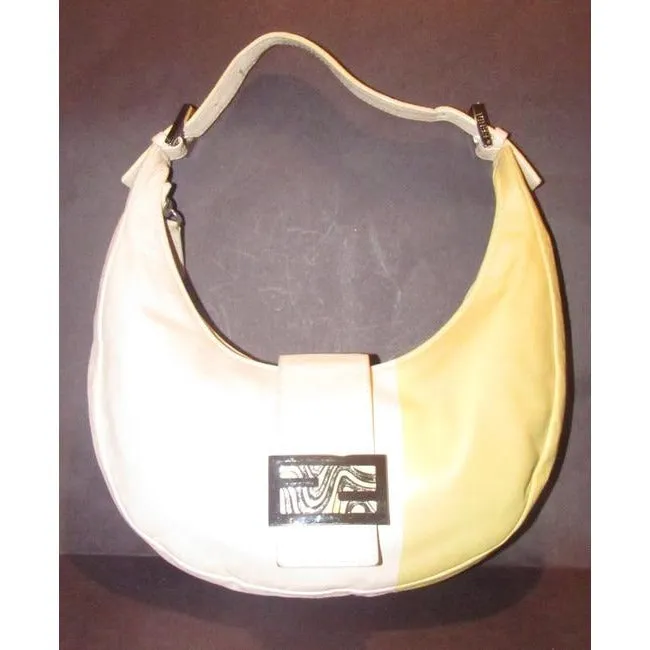 Fendi Shoulder W Ltd Ed Color Block Enamelchrome Accent Pinkyellow Lthrenamel Ff Leather Hobo Bag
