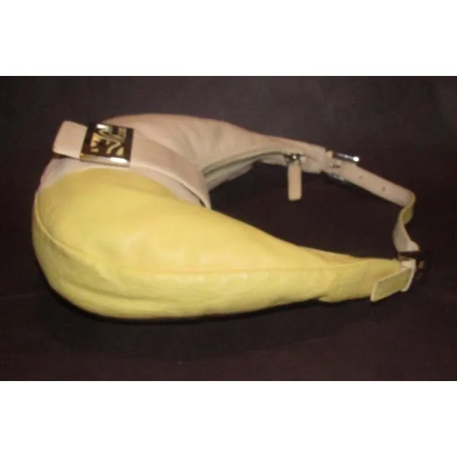 Fendi Shoulder W Ltd Ed Color Block Enamelchrome Accent Pinkyellow Lthrenamel Ff Leather Hobo Bag