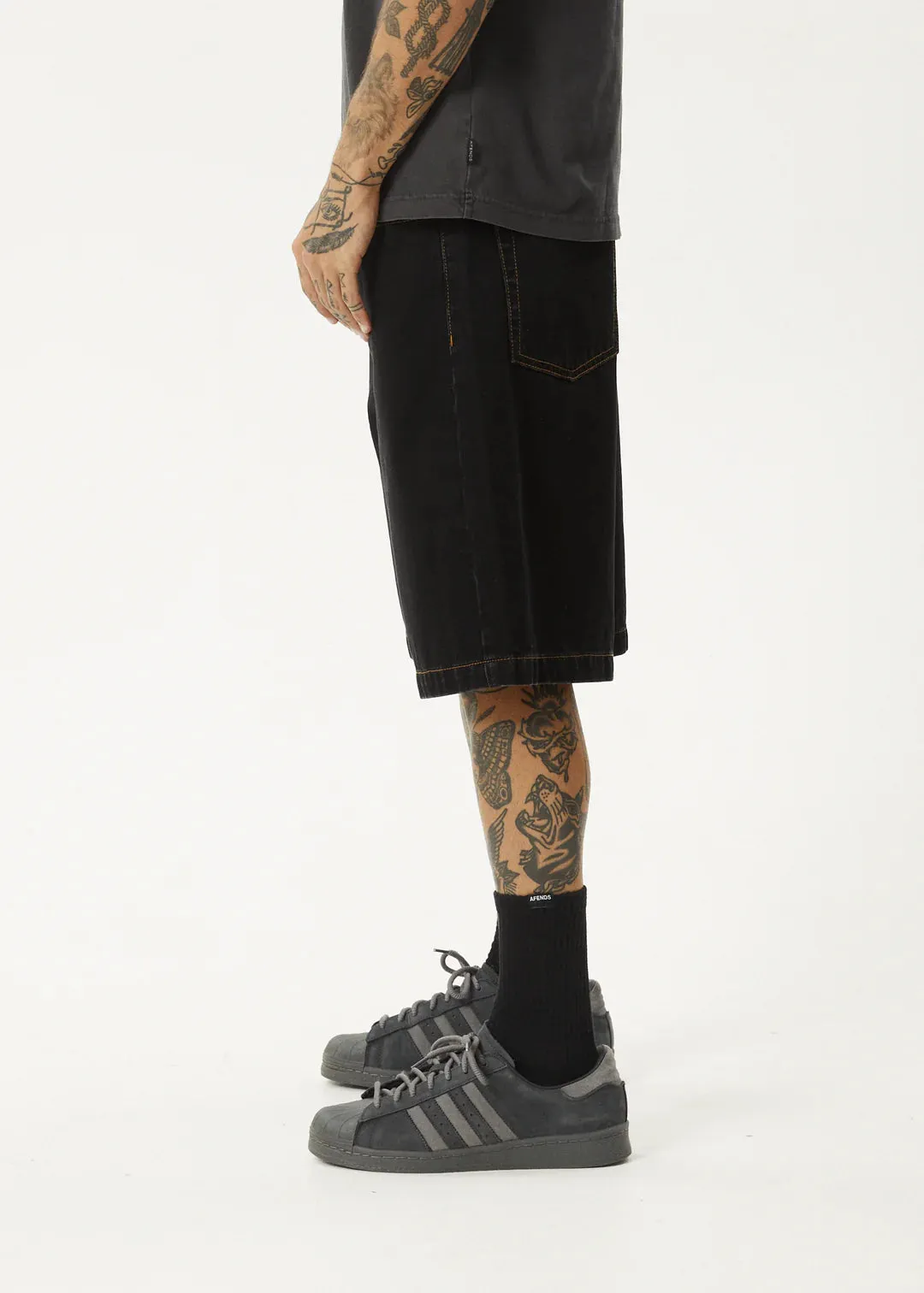 LIL C DENIM BAGGY SHORT 22/WASHED BLACK