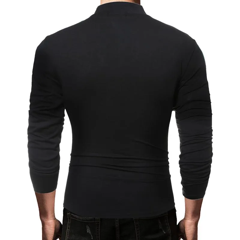 Men's Diagonal Button Patch Long Sleeve T-Shirt 01151232YM
