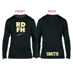 NAME ON BACK Champion Long Sleeve Moisture Wicking Shirt / BLACK