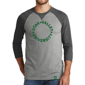 New Era Sueded Cotton Blend 3/4-Sleeve Raglan Tee- UVU Distressed