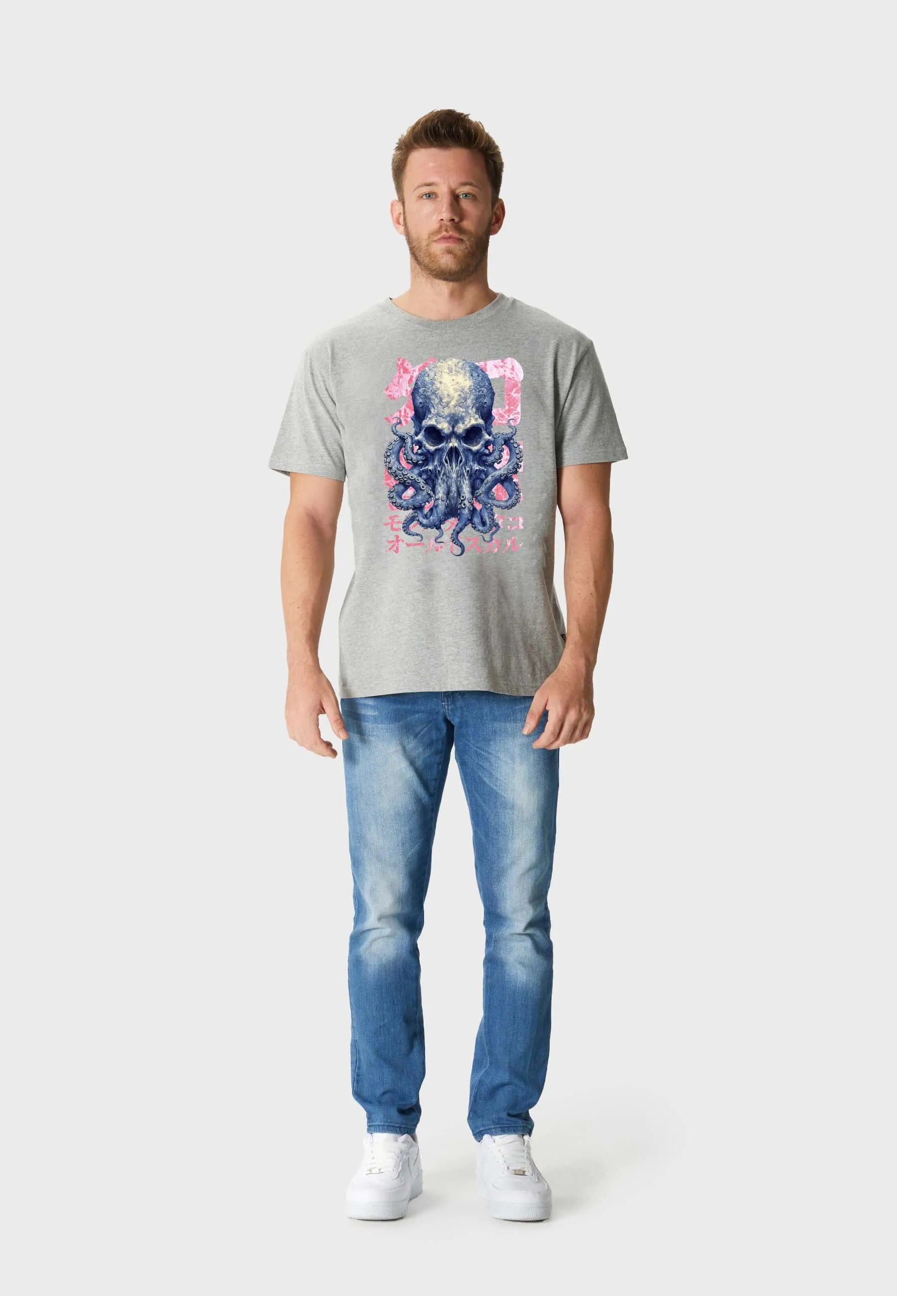 Octo Skull T-Shirt Heather Grey