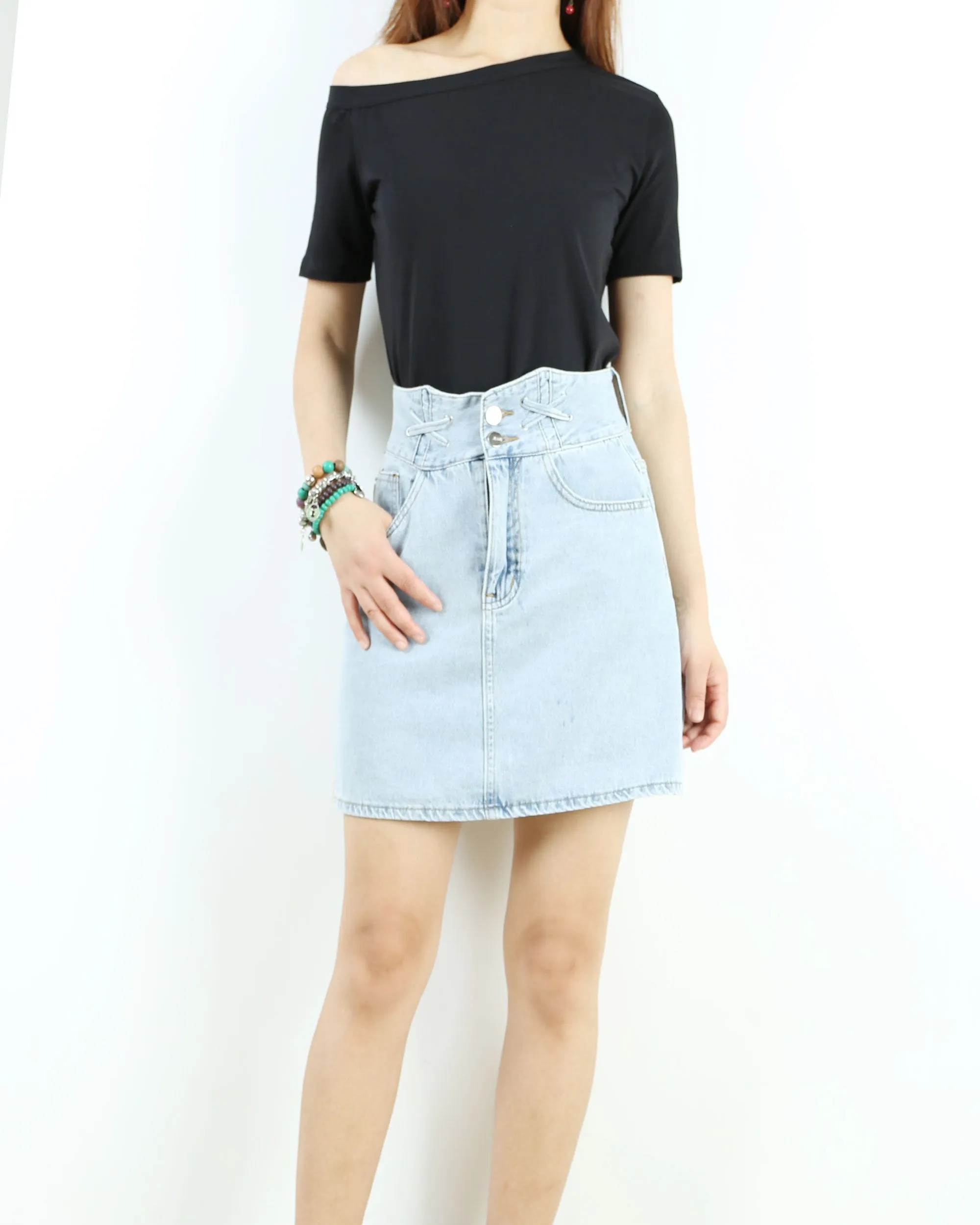 Short sleeve cotton top, off shoulder shirt, T-shirts for women, customized top, black white t-shirt, summer top(Y1009S)