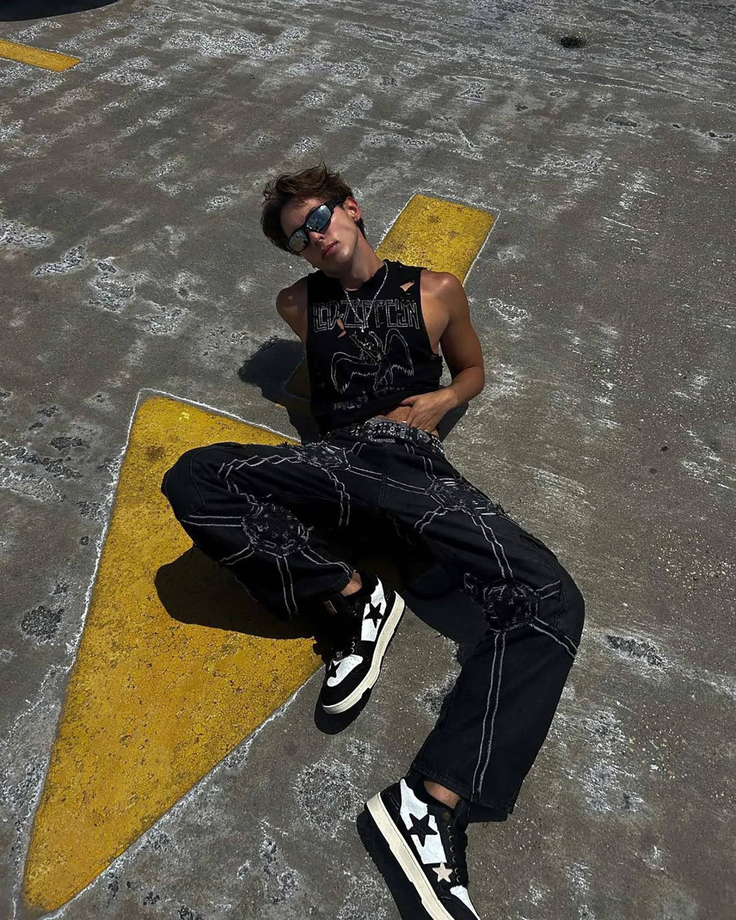 Sneakerhill High Street Hip-Hop Spider Web Denim Pants-1512
