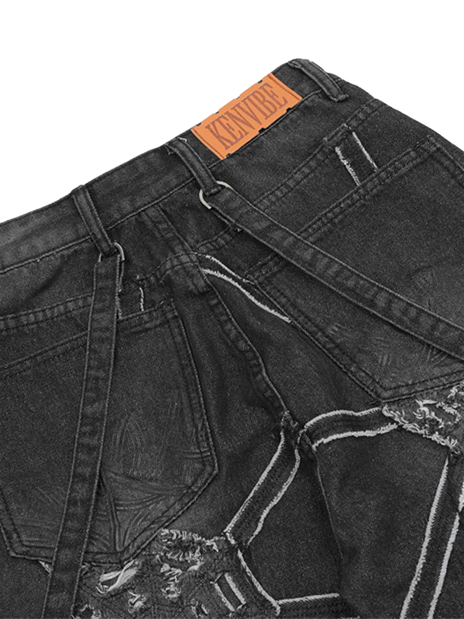 Sneakerhill High Street Hip-Hop Spider Web Denim Pants-1512