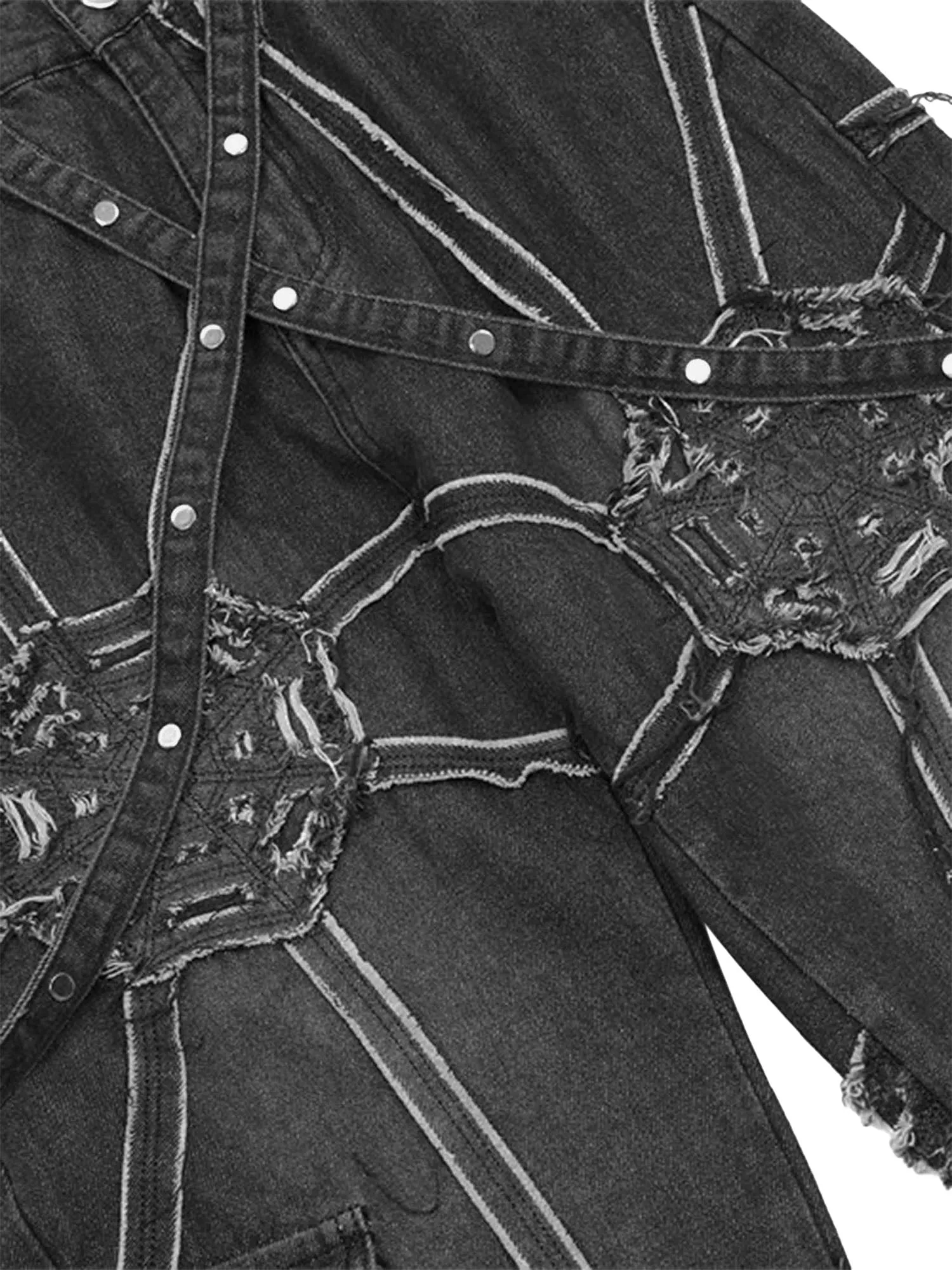 Sneakerhill High Street Hip-Hop Spider Web Denim Pants-1512