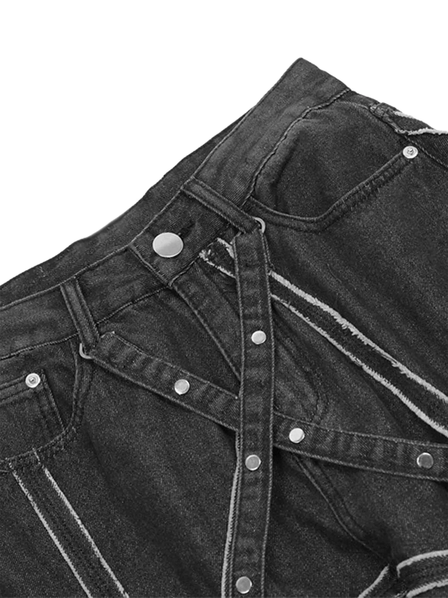 Sneakerhill High Street Hip-Hop Spider Web Denim Pants-1512