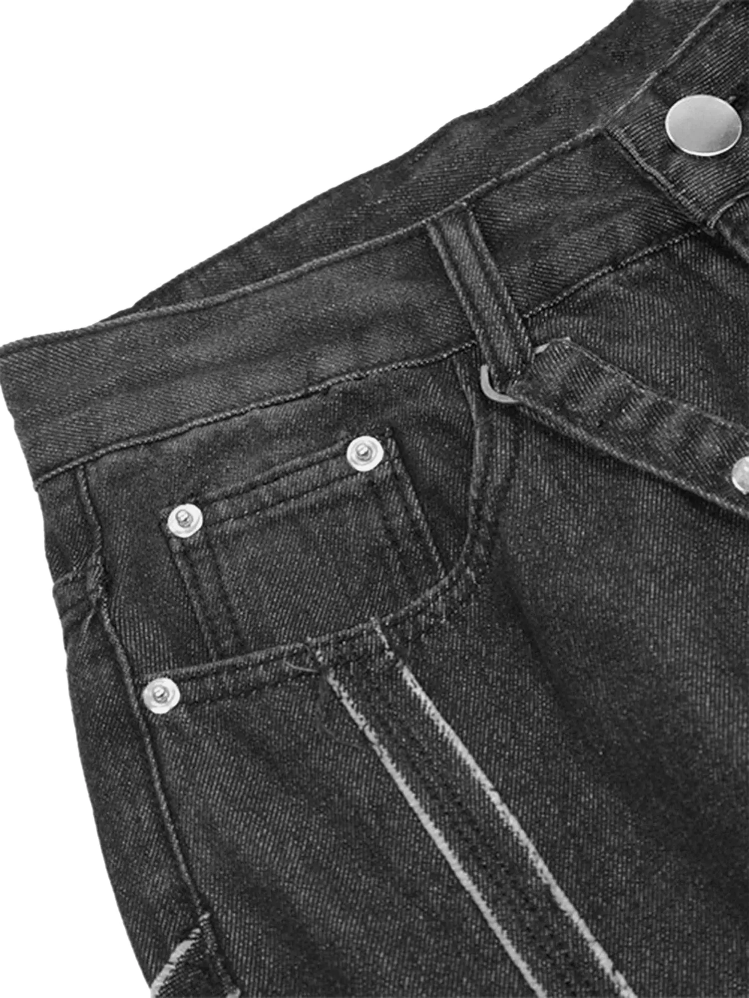 Sneakerhill High Street Hip-Hop Spider Web Denim Pants-1512
