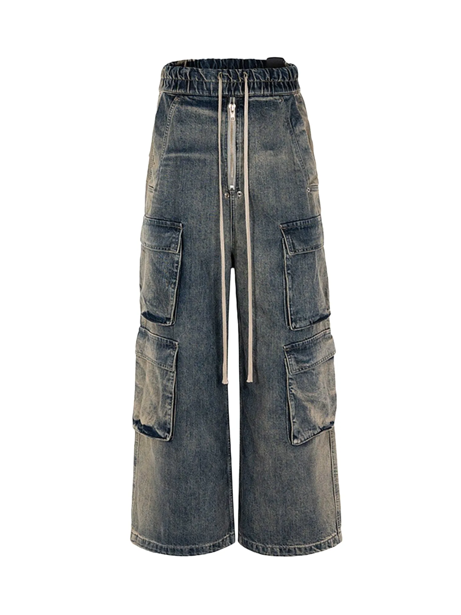 Sneakerhill Wide Leg Multi-Pocket Straight Leg Loose Jeans - 1666