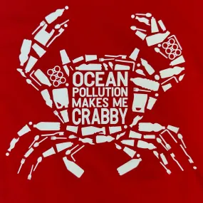 Unisex Organic Cotton T-Shirt: Red 'Ocean Pollution Makes Me Crabby'