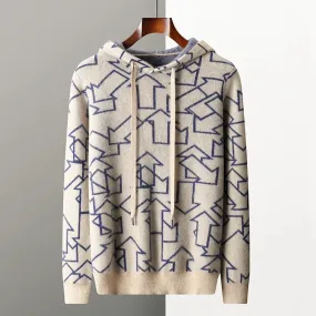 Vera | Geometric Men's Pattern Cashmere Hoodie