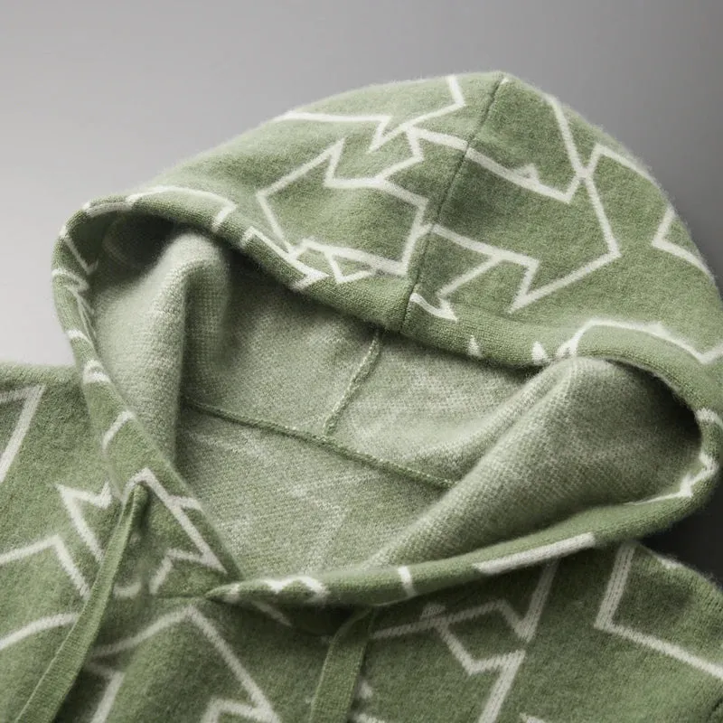 Vera | Geometric Men's Pattern Cashmere Hoodie
