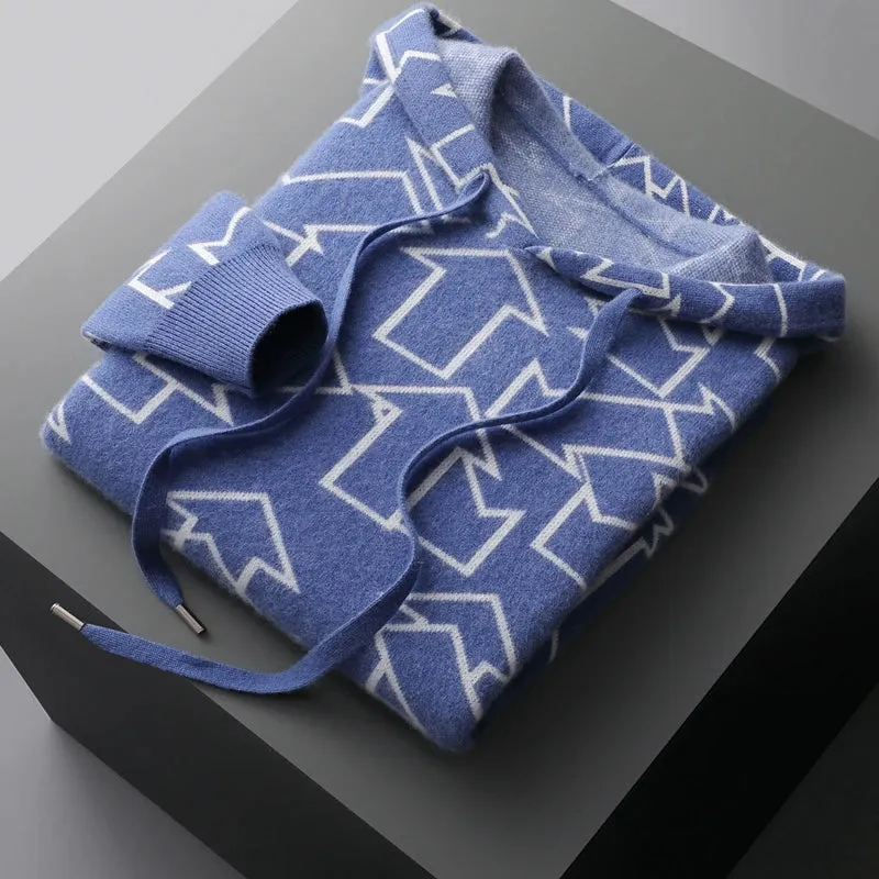 Vera | Geometric Men's Pattern Cashmere Hoodie