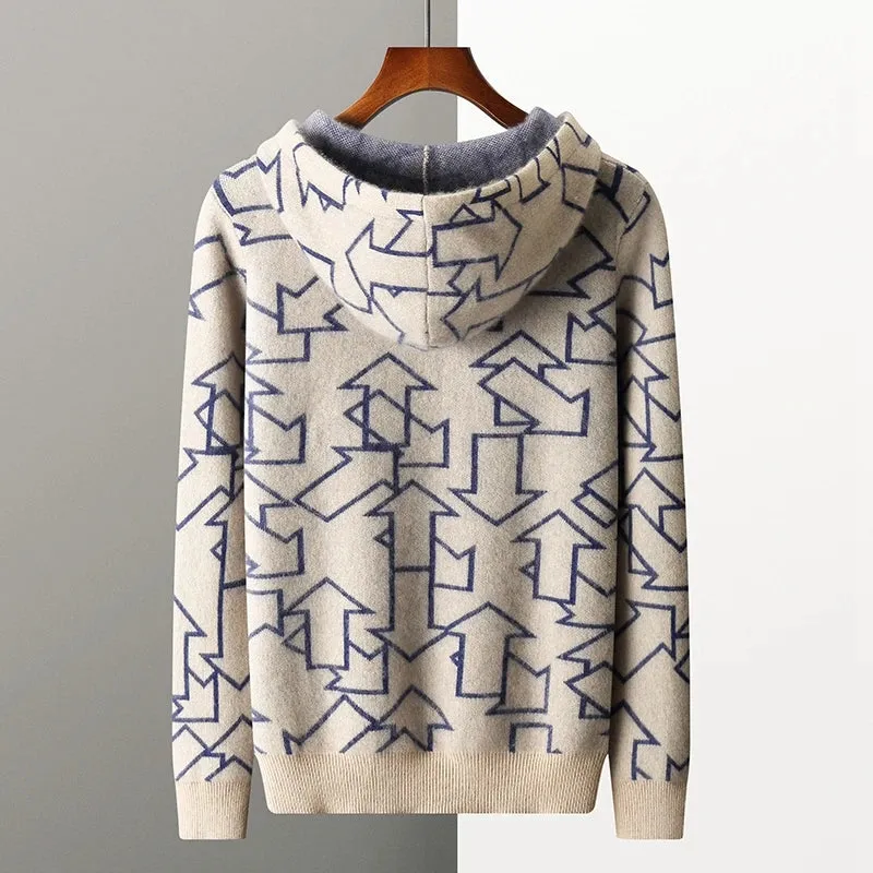 Vera | Geometric Men's Pattern Cashmere Hoodie