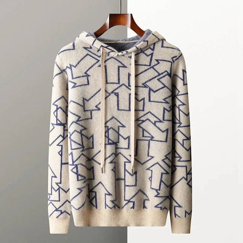 Vera | Geometric Men's Pattern Cashmere Hoodie