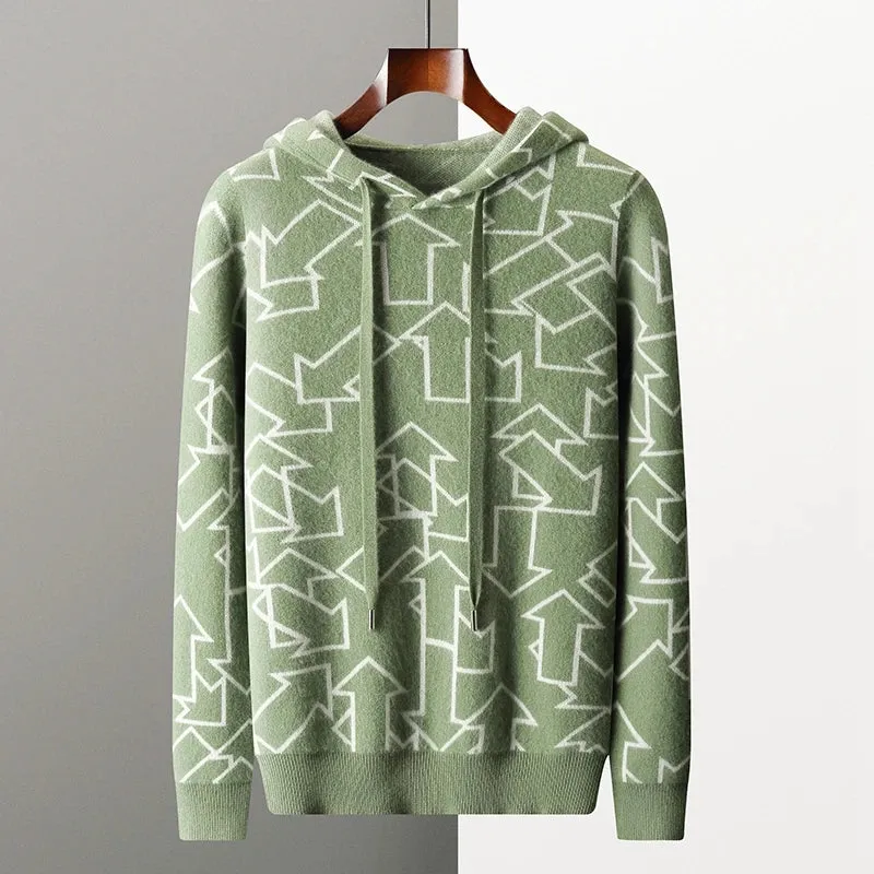 Vera | Geometric Men's Pattern Cashmere Hoodie
